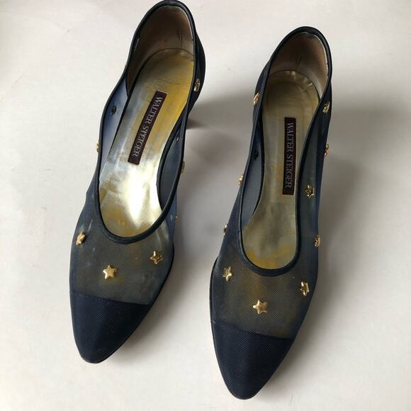 Walter Steiger Star Pump Navy Sheer 9.5AA Handmade - Picture 13 of 14